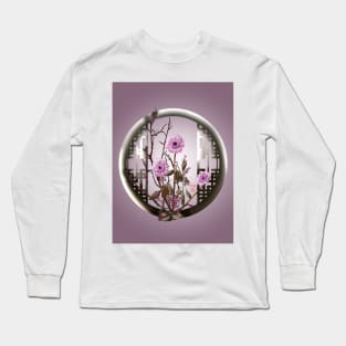 Pretty purple ikebana watercolor flowers Long Sleeve T-Shirt